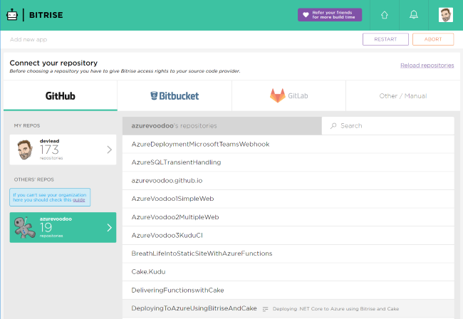 Bitrise new project UI