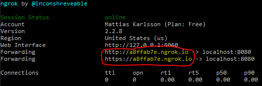 ngrok running