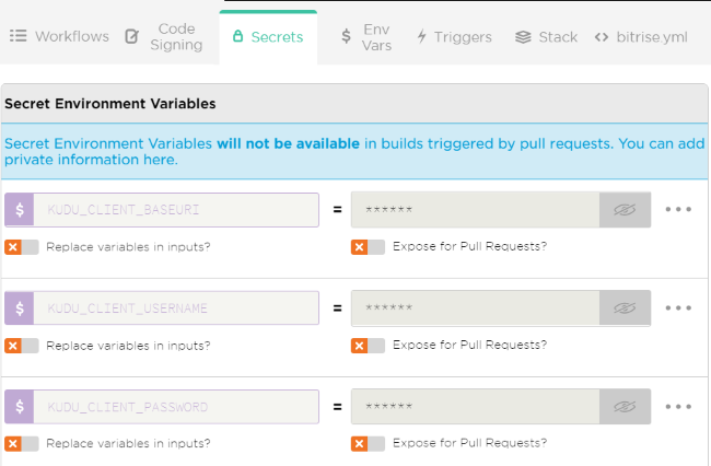 Bitrise Secret Environment Variables