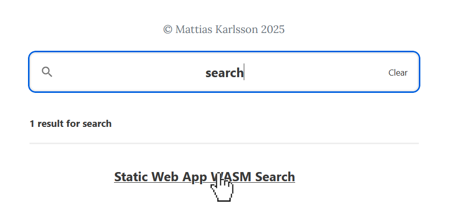 Screenshot of search UI